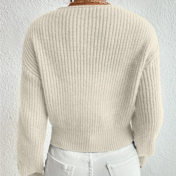 Luxe surplice neck knit sweater - Picture 12 of 16